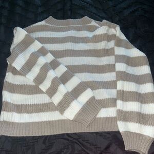 SHEIN Beige and White Striped Sweater